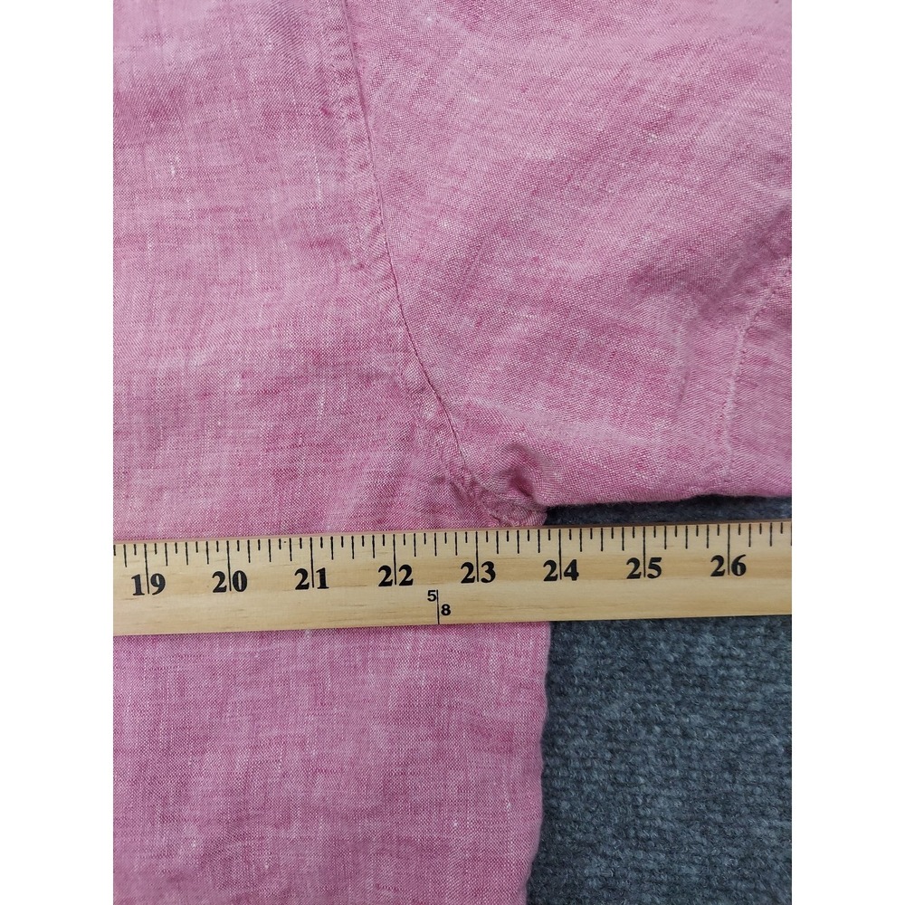 BANANA REPUBLIC Linen Shirt Mens XL Pink Short Sleeve Camden Standard Fit Beach - Picture 8 of 9